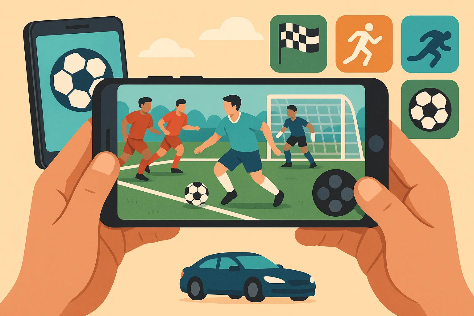 Ilustrasi seseorang memilih dan memainkan lima game sepak bola mobile gratis terbaik