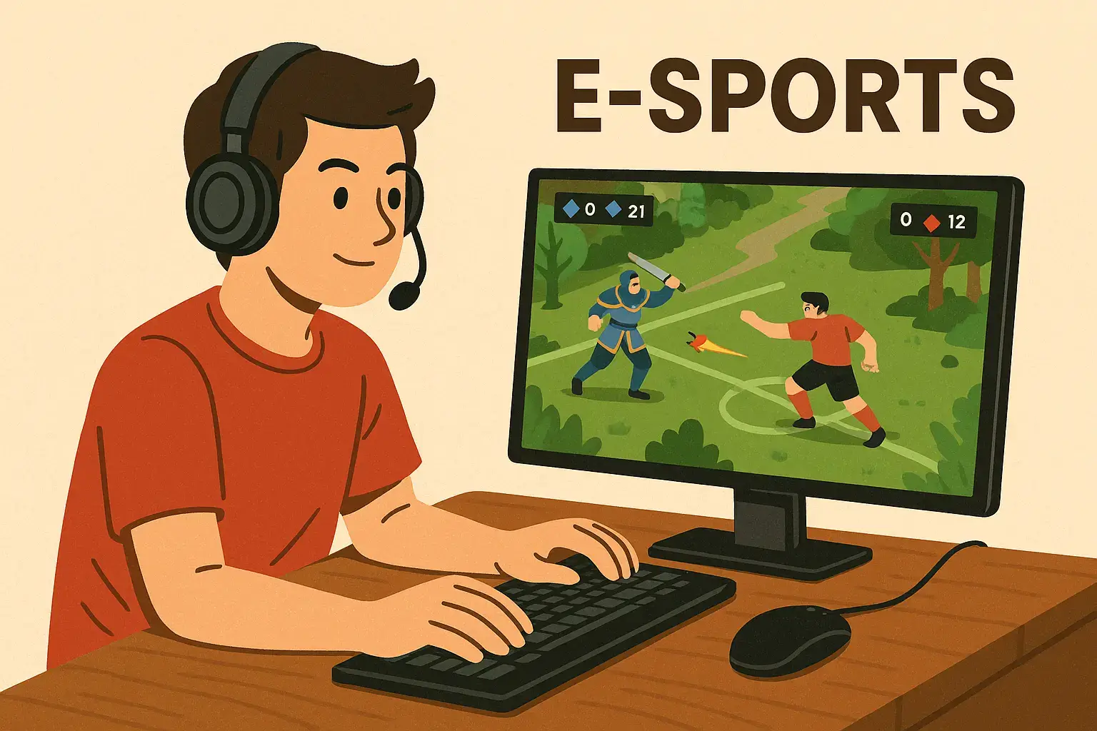 Minh họa eSports tại Việt Nam với game thủ trẻ chơi Liên Minh Huyền Thoại trên máy tính