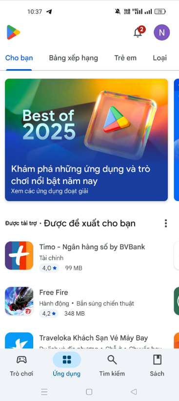 Hãy truy cập Google Play Store trên thiết bị của bạn