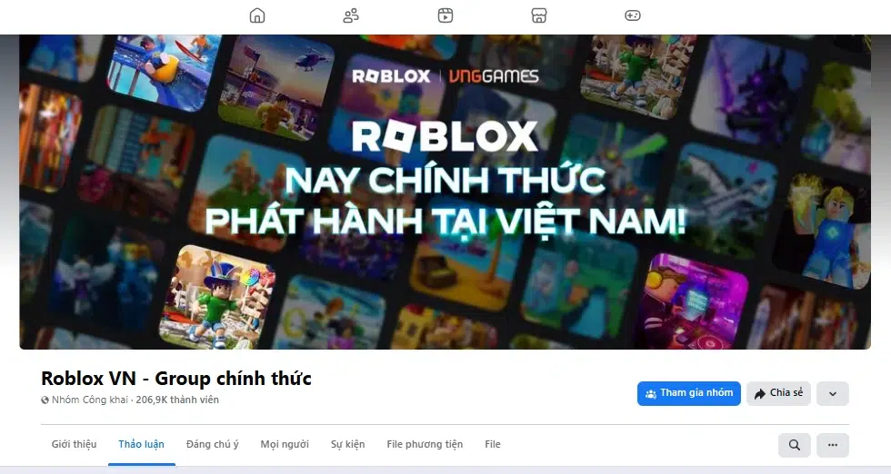 Group Facebook của cộng đồng Roblox VNG tại Việt Nam
