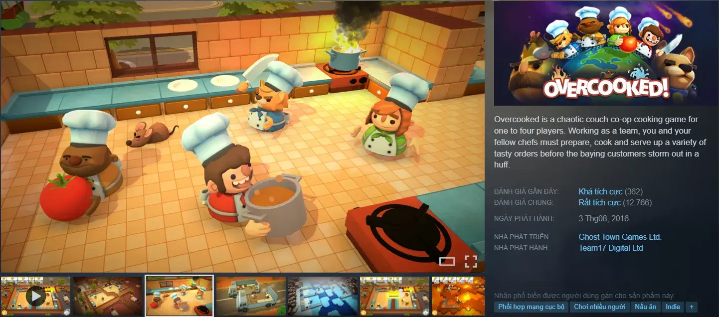 Sự hỗn loạn vui nhộn trong căn bếp của game party nấu ăn Overcooked