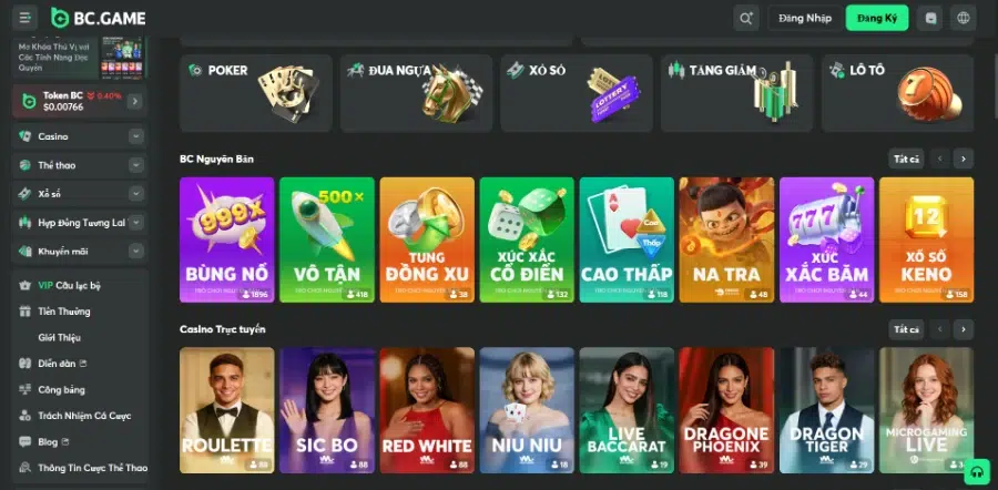 Danh mục Game Casino trên BC.Game