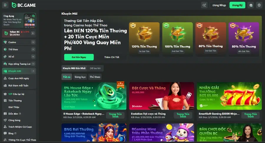 Các chương trình khuyến mãi trên BC.Game