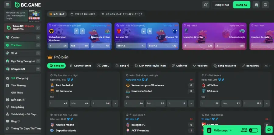Trang cá cược thể thao trên BC.Game