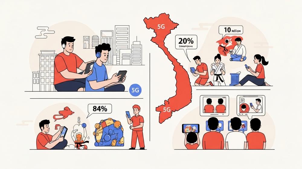 Infographic về giải pháp kết nối người chơi Esports phổ thông tại Việt Nam thông qua hạ tầng 5G và hệ thống giải đấu mở.