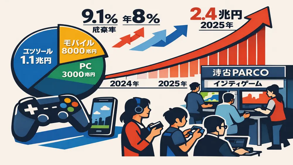 日本ゲーム市場2025年に2.4兆円へ