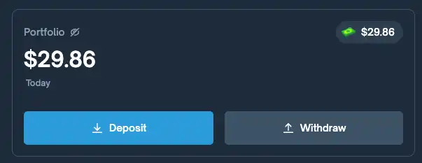 폴리마켓에 실제 입금을 테스트한 스크린샷